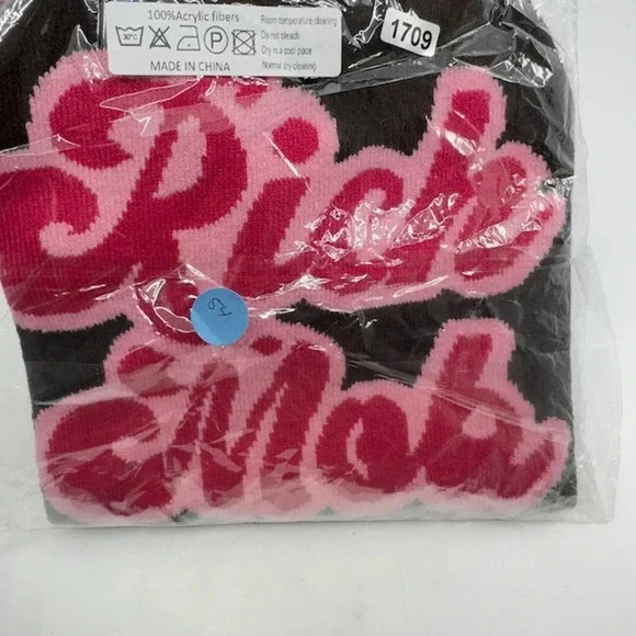 Rich Mob No Cuff Double Layer Knit Skully Beanie Hat Black Acrylic - Picture 3 of 5